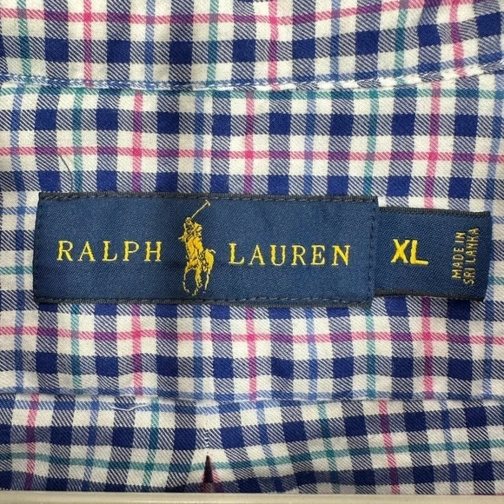 Polo Ralph Lauren Men's XL Blue Pink‎ Gingham Button Down Shirt Preppy Career